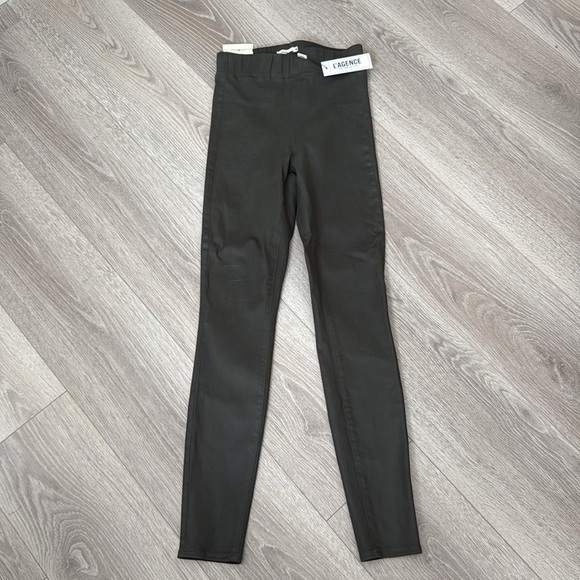 BNwT L'AGENCE Paris Rochelle Jeans Small Green High Rise Faux Leather Leggings - Picture 4 of 5